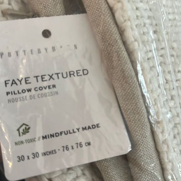 PB Faye Textured Linen Floor Pillow Cover, 30” x 30” Ivory - Picture 5 of 7